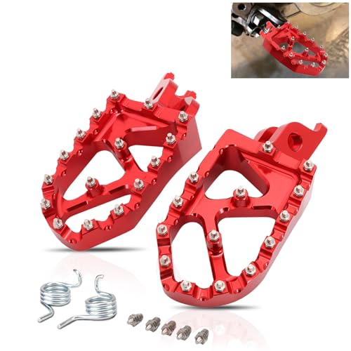 Image of JFG RACING Lengthened Dirt Bike Foot Pegs for CR125 CR250 /CRF150R CRF250R | CNC rest pedal footpegs,for CR125 CR250 02-11 /CRF150R 07-24 /CRF250R 04-24 /CRF300L 21-24 /CRF450R 02-24 /CRF250X CRF450X,red