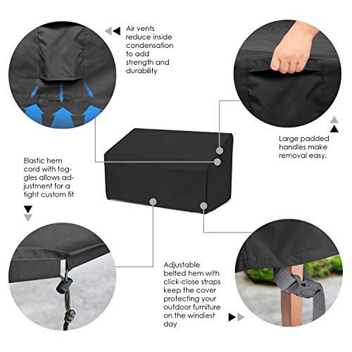Honest Patio Bench Loveseat Cover, 100% Waterproof Outdoor Sofa Cover, Lawn Patio Furniture Covers with Air Vent(60\" L x 34\" D x 31\" H, Black)