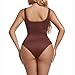 Women's Bodysuit Sleeveless Square Neck One Piece Bodysuit Tops Tummy Control Bodysuits Fashion Shapewear Coffee