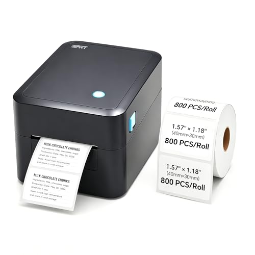 iDPRT SP320 Desktop Label Maker with 1 Roll of 800 pcs Thermal Label (1.57”×1.18”), Bluetooth Thermal Shipping Label Printer for Parcel Shipping, Small Businesses, Offices, and Home, Sticker