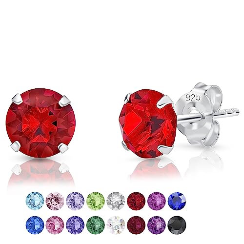 DTPsilver - Boucles d'oreilles Femme Swarovski - Bijoux Fantaisie Cristaux Rouges