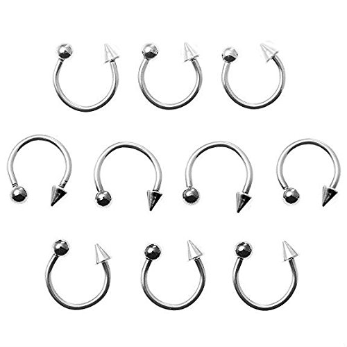 Gadgetsden 16 g, 12 mm Silver 316 L Surgical Stainless Steel Horseshoe Circular Arrow Eyebrow Belly Lip Nose Septum Piercing Earring for Men and Women -10 Pieces (B07C56FXBH) Amazon Price History, Amazon Price Tracker