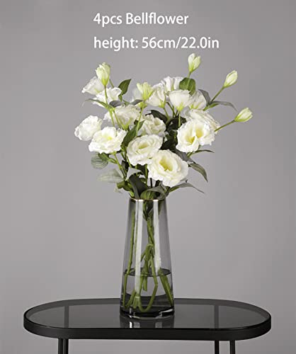 Fake Flowers In Glass Vase Silk Flower Plastic Stems Faux Flower Arrangement Artificial Flowers Combo For Wedding Bouquets Home Office Decoration Dining Table Centerpiece (Color : Bellflower) #TOP3