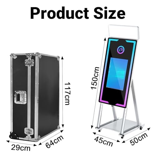 Image of Magic Mirror Photo Booth, 40-22in Interactive Touch Screen Photo Booth Machine Built-in Mini PC,App Remote Control RGB Light,Idea for Event Rental Party (White, 40-22in)