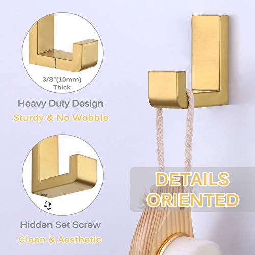 Angle Simple Robe Towel Hook Brushed Gold, Sus304 Stainless Steel Bath Towel Holder, Wide Utility Coat Hook, Hand Towel Hanger For Wall #TOP7