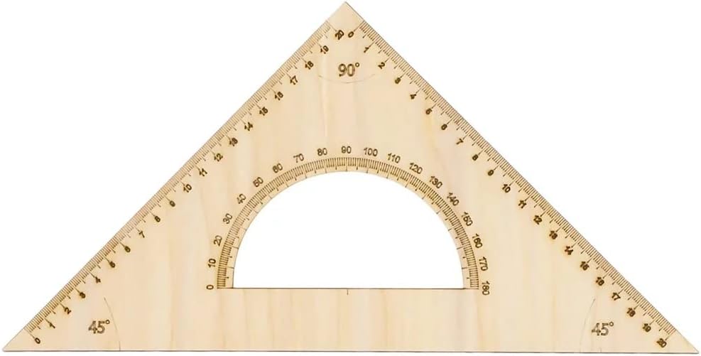 POLART Large wooden 2 in 1 set square with protractor for Students