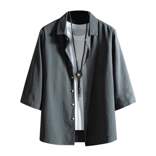 [FUZHIHUA] 夏服 メンズ シャツ 七分袖 ファッション ボタンアップ シャツ 大きいサイズ 無地 柔らかい 軽い カジュアル シンプル オシャレ 吸汗速乾（Amazon）