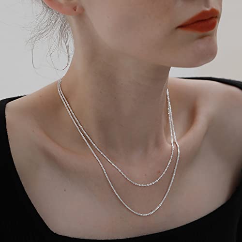 Silver Layered Necklaces for Women Trendy Shiny Twisted Rope Chain Necklace Dainty 925 Sterling Silver Plated Choker Necklace with Bracelet Jewelry Set for Women4