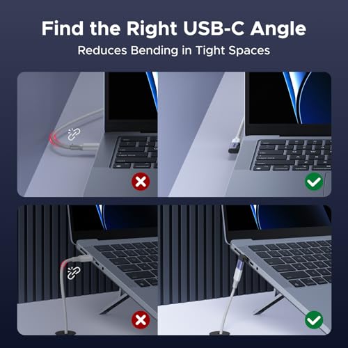 Image of UGREEN 40Gbps Right Angle USB C Adapter Combo, 2 Pack 90 Degree Type C Male to Female Adaptor 240W Charge 8K 60Hz Video Display Compatible with MacBook, Steam Deck, Switch, ROG Ally, iPhone 17, iPad