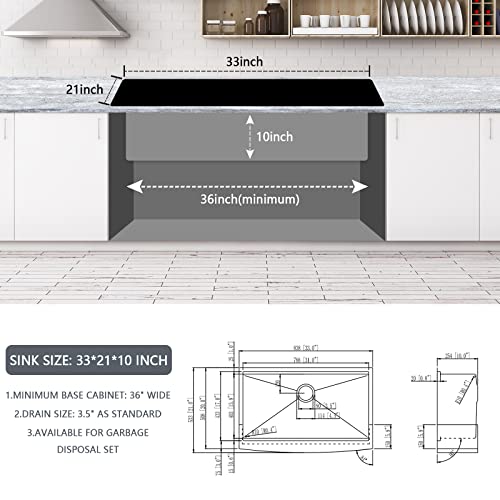 33 Inch Farmhouse Sink - Loftus Apron Front Kitchen Sink 16 Gauge Stainless Steel Workstation Ledge Deep Single Bowl Farm Sink with Accessories by Loftus - Used condition - Image 8