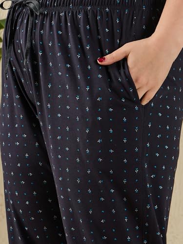 Image of CUPID Women's Plus Size Cotton Printed Pajamas, Nightwear, Lounge Wear, Walk Wear Lowers, Regular Fit Track Pants for Ladies M to 7XL