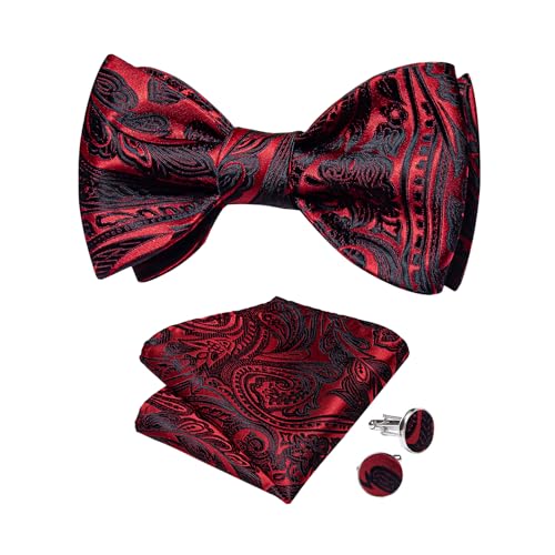 Image of DiBanGu Mens Silk Self Bow Tie Set 4PCS for Tuxedo Wedding