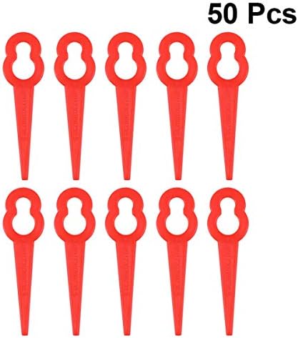 OUNONA 50pcs Plastic Blades Grass Strimmer Blades Mower Replacement Blades (Red)