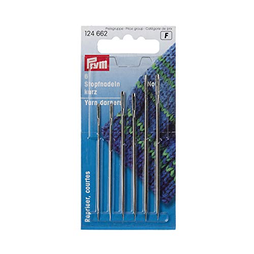 PRYM HT 5/0–1/0 kort eye stopnaald, 6 stuks, goud/zilver