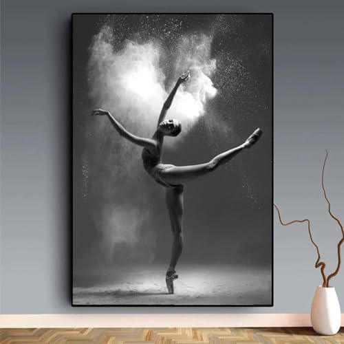 Peinture de danseuse de ballet noir et blanc toile deco 80x110cm