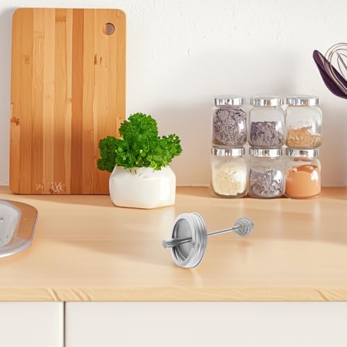 Tapa para tarro de acero inoxidable con cuchara para remover salsas de forma limpia 6