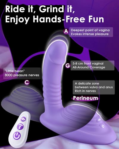Image of Riding Grinding Thrusting Dildo Vibrator - APP, Remote Control Dildos Sex Machine with Thrusts & Vibrations for Clit Perineum G Spot Anal Vibrators, Rose Sex Toy Adult Toys for Women Couple Sex Chair