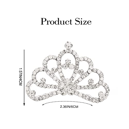 Kilshye Princess Crown Hair Comb Silver Girls Tiara Combs Rhinestone Prom Tiaras And Crowns Hairpiece For Kids thumb #6
