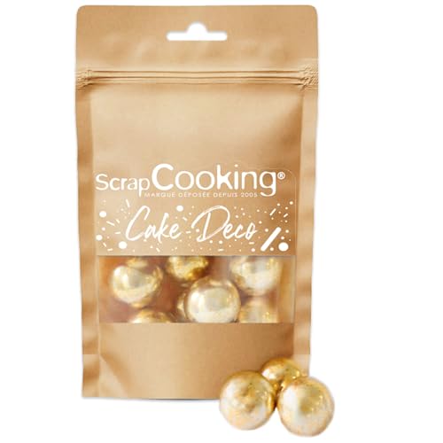 ScrapCooking - Goldene XXL-Perlen 55 g - Essbare Tortendeko - Knusprige Schoko-Milch & Gold-Kugeln - Für Desserts, Kuchen - Streusel Zuckerperlen Gold - Weihnachten, Geburtstag - 7463