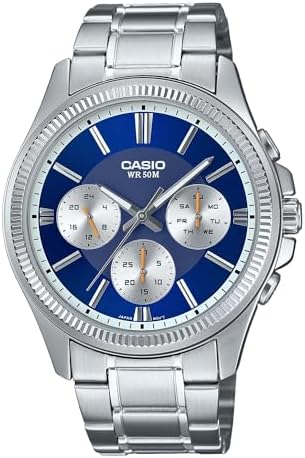 Casio Relógio masculino MTP1375D-2A1V com bisel canelado