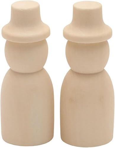 Miniatura 8 de PRETYZOOM Figuras de madera para pintar muñecas de madera sin terminar con sombreros, 2.6 in, proyectos de arte de manualidades, decoraciones para