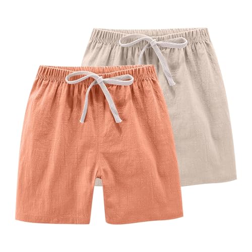 Big Boy's Linen Shorts Summer Drawstring Elastic Waist Casual Shorts for Boys with Pockets Kids Fashion (E, 9-10 Years)