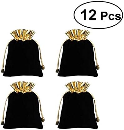 Chusea Simple Pratical Supplies 12 Pcs Drawstring Bag Bead Bracelet Necklace Storage Bag Jewelry Pack Red Velvet Gold Drawstring Bag