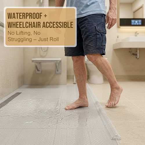 Symyda Schwallschutzleiste Dusche & Duschdichtung - Selbstklebend mit Haftvermittler - Hohl Dreieck Design als Wasserdamm und Barrierefreie Schwelle für Walk-in Dusche, Badezimmer, Einfach Montieren