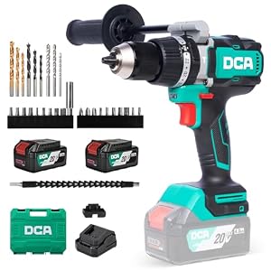 DCA 20V Bürstenloser Schlagbohrschrauber 120Nm, 13mm Schnellspann-Metallbohrfutt... Drehmomentstufen, 32000 Schläge/min, Akku-Bohrschrauber mit 2x4, 0 Ah Akku für Mauerwerk, Metall und Holz