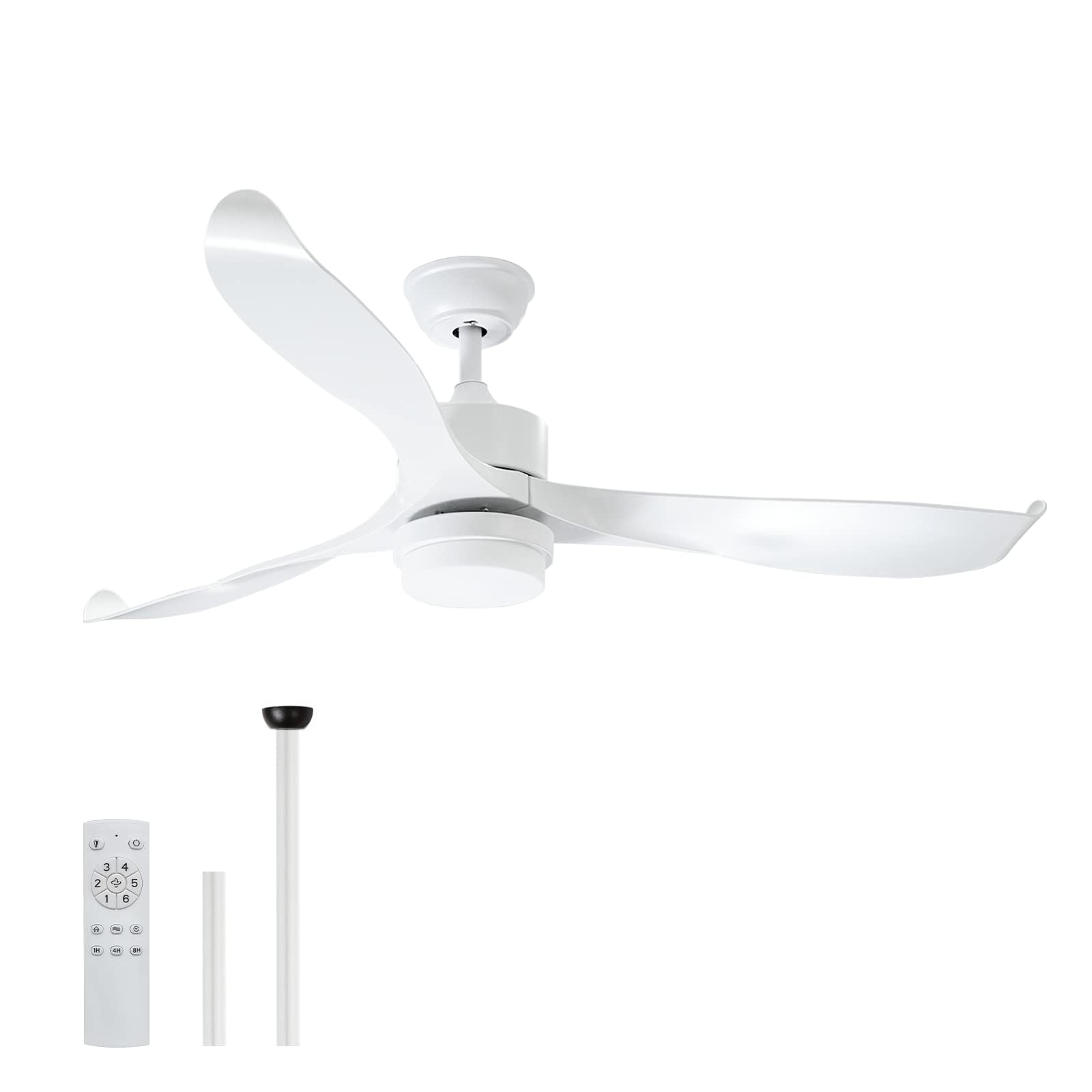 USOR56" Modern Ceiling Fan with Lights and Remote,3 Curved Blades,Noiseless Reversible Motor, Indoor Ceiling Fans for Kitchen Bedroom Living Room