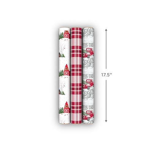 Hallmark Christmas Wrapping Paper Mini Rolls, 3-Pack (Red Truck, Barn) by Hallmark - Used condition - Image 4