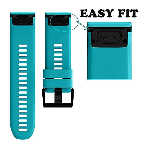 Notocity Compatible Fenix 5X Band 26Mm Width Soft Silicone Watch Strap For Fenix 7X/Fenix 5X Plus/Fenix 6X/Fenix 6X Pro/Fenix 3/Fenix 3 Hr/Tactix/Descent Mk1/D2 Delta Px/D2 Charlie-Rock Blue #TOP2