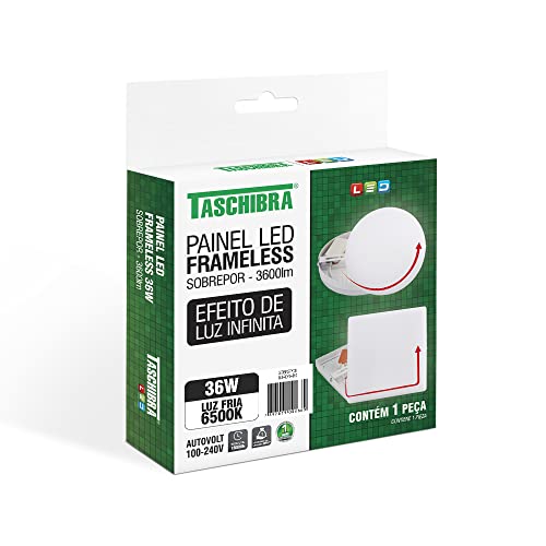PAINEL LED FRAMELESS TASCHIBRA SOBREPOR 36W QUADRADO 6500K