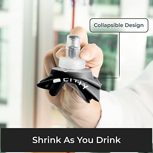 Image of FITLY Soft Water Bottle | Shrink As You Drink Soft Flask for Hydration Pack | Folding Water Bottle Ideal for Running, Hiking, Cycling, Climbing & Rigorous Activity