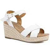 Pavers Wide Fit Espadrille Wedge Sandals - White Size 5