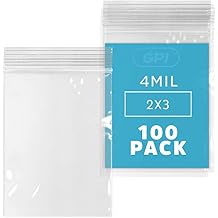 2" x 3" Small Reclosable Zip Bag - Heavy-duty 4 Mil, Bulk Case of 100 - Clear, Resealable Zip Top Lock for Storage & Packaging Food, Nuts, Bolts & Screws.