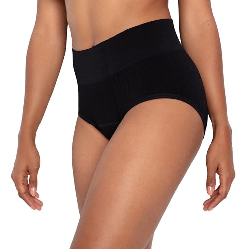 The Period Company Women Regular Flow Stretch High Waisted Period Underwear for Women Heavy Flow Black Medium