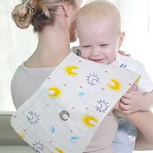 Norinori Baby Muslin Cloths Muslin Squares 6Pack - Burp Cloths hanky Washcloths 100% Cotton Super Soft and Absorbent Large 20''x10'' Newborn Essentials for Boys Girls Gift 6 Layers Machine Washable