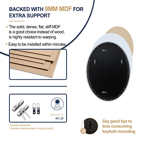 Andy Star Black Oval Mirror, 22X30 Oval Black Bathroom Mirror, Oval Vanity Mirror Matte Black Oval Mirrors For Bathroom Stainless Steel Metal Frame Pill Mirror Wall Mount Horizontal Or Vertical #TOP3