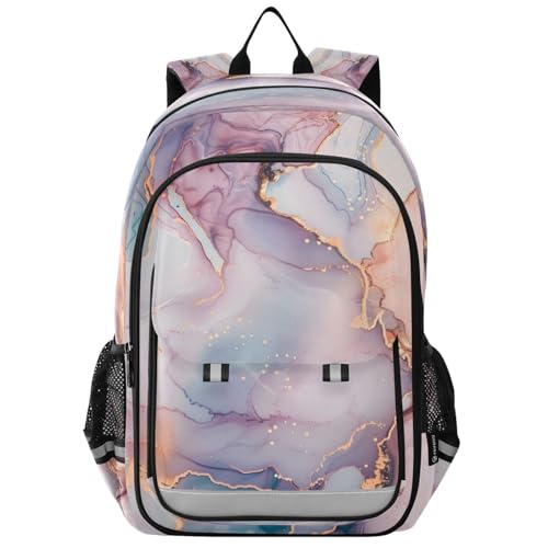 Sac à dos ordinateur portable enfants marbre blanc rose B394