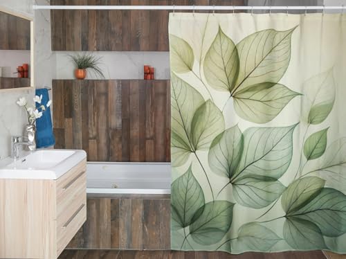 Rideau de douche à feuilles vertes pour ambiance nature moderne - 3