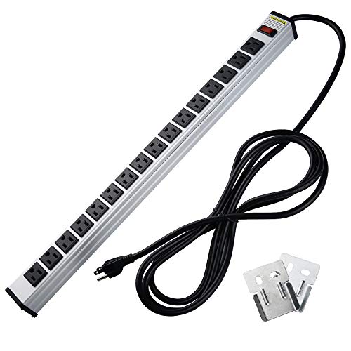 16 outlets Power Strip Offers 15A, 125V Multi-Outlet AC Power, 1875W Maximum Power,9.8Feet Cord Length and Power Switch