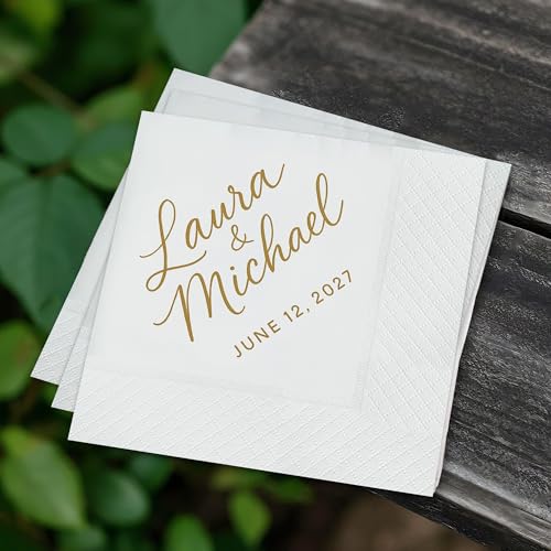 Servilletas de papel personalizadas para boda 6.5x6.5 in miniatura 4