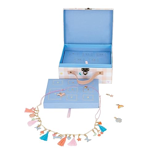 Meri Meri Enamel Charm Necklace Advent Calendar Suitcase (Pack of 1), Ages 8+, 7" x 5.5" x 3.25", Christmas Advent Calendar