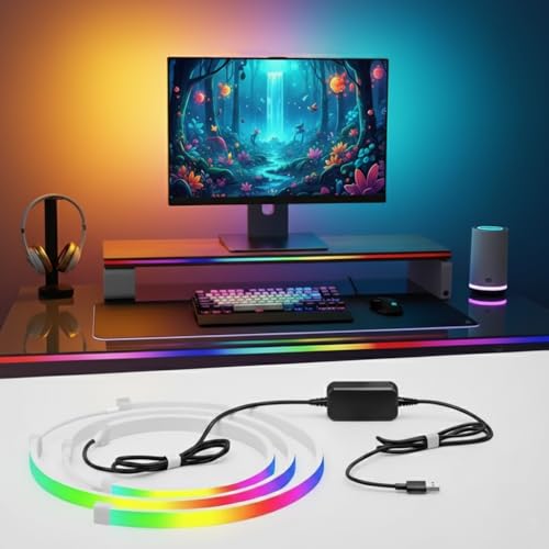 Image of PC Monitor Backlight Kit, Screen Sync RGB LED Strip Lights, 24-Inch, USB Powered,Reduced Eye Strain, Easy Plug & Play