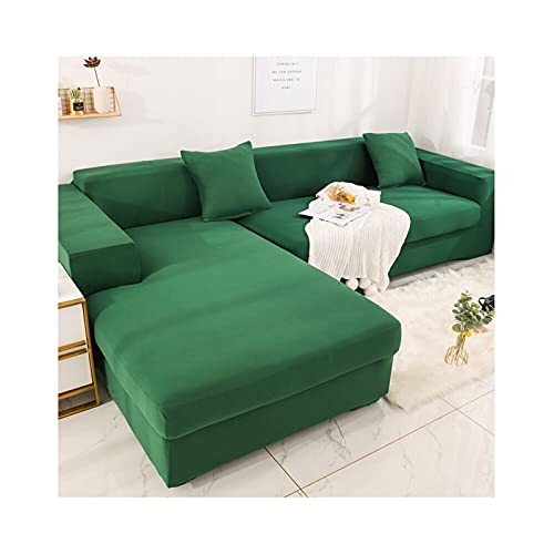 Housse de canapé 4 places extensible lot de 2 vert foncé