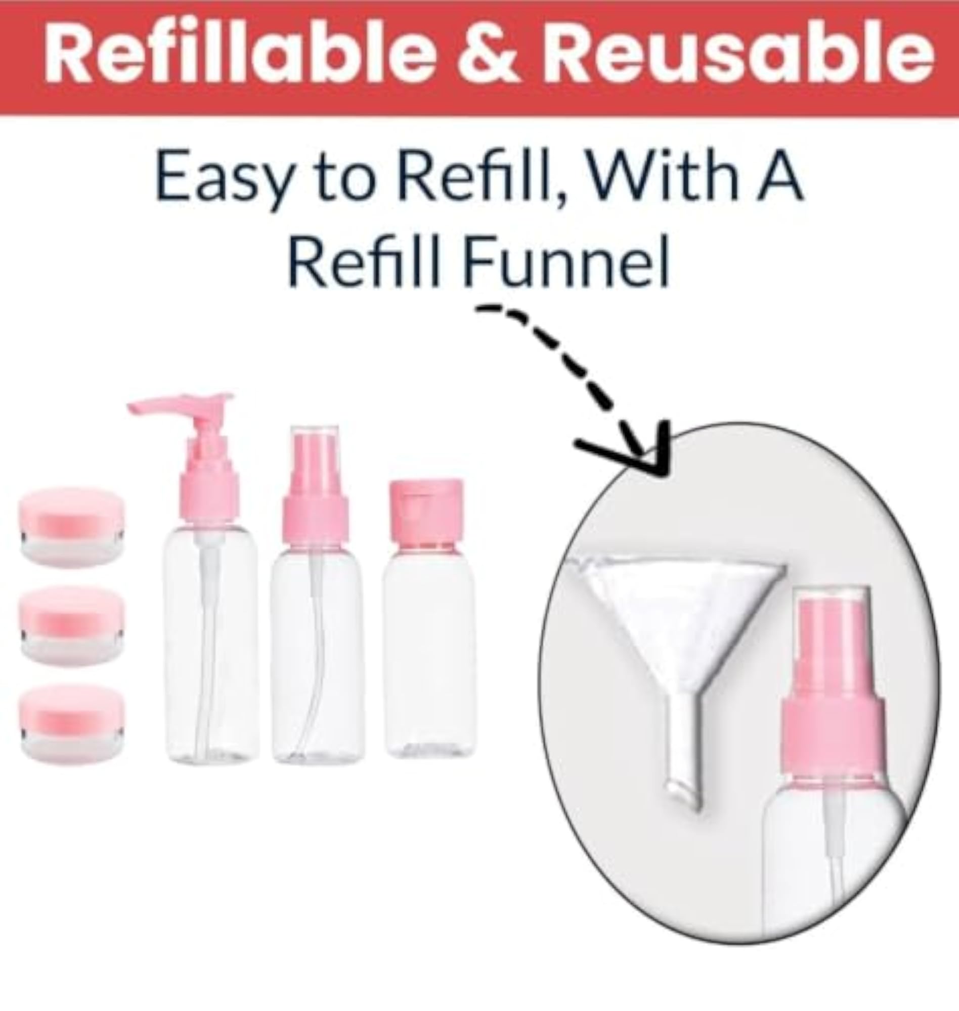 Manitoba Travel Bottle Kit with Pouch, Refillable Toiletry Set