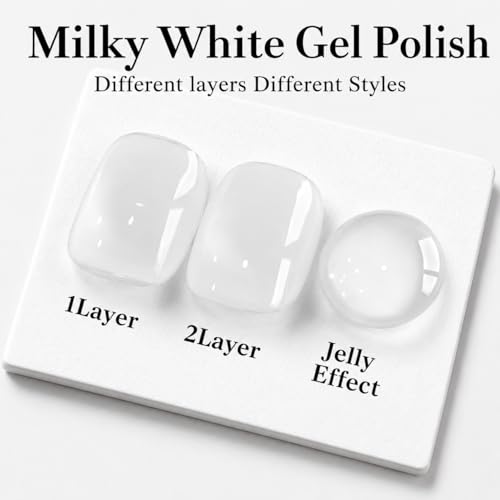Image of AzureBeauty18ML Milky White Sheer Gel Nail Polish | Neutral Jelly Nude Nail Polish Base Color Sheer Translucent Effect Soak Off UV LED French Nail Art Salon DIY Manicure