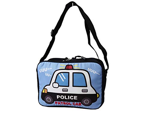 キッズ 通園バッグ ショルダー 子供 男の子 車 乗り物 バッグ 33750 幼稚園 保育園 通学 遠足 ショルダーバッグ 斜め掛け キッズバッグ こども 消防車 パトカー ショベルカー プレゼント 33750 (ブラック)