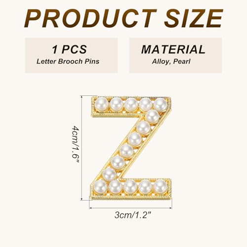 Image of PATIKIL Letter Brooch Pins, Pearl Initial Alphabet Letter Lapel Badges Pin for Women Men Girl Wife Suits